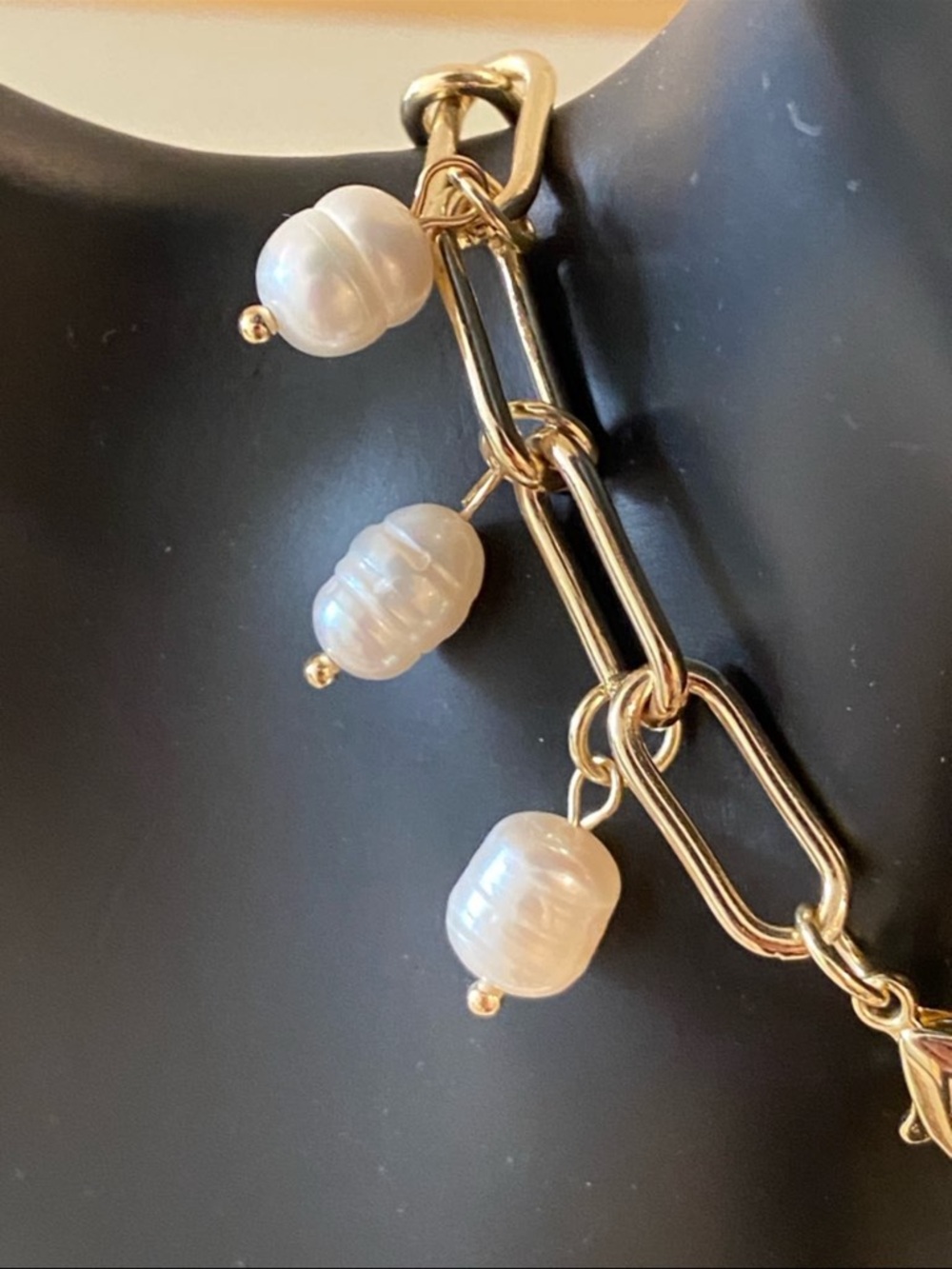 CHANEL Gold-Tone Chain Necklace with White Pearls and '5' Charm - Picture 7 of 13